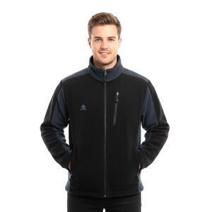 SDI Men Medium Garland Golf Resort Full Zip Fleece Black Blue Pockets Warm